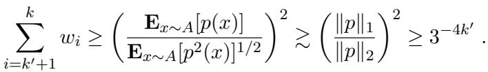 Inequality bounding the sum of weights