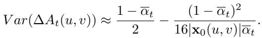 Equation for the variance of amplitude difference.