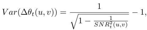 Equation for the variance of phase difference.