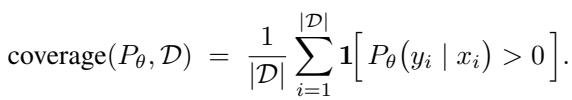 Equation for the coverage metric.