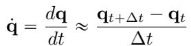 Equation 4: Joint velocity calculation.