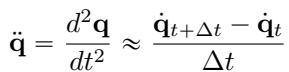 Equation 5: Joint acceleration calculation.