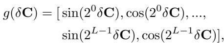 Equation for cosine positional encoding.