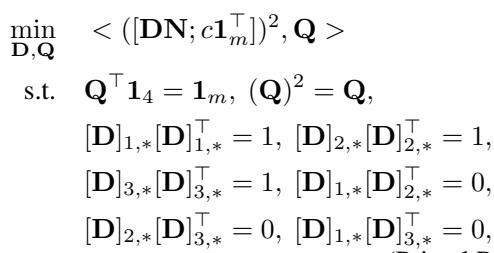 The mathematical formulation of the Primal Problem involving matrices D and Q.