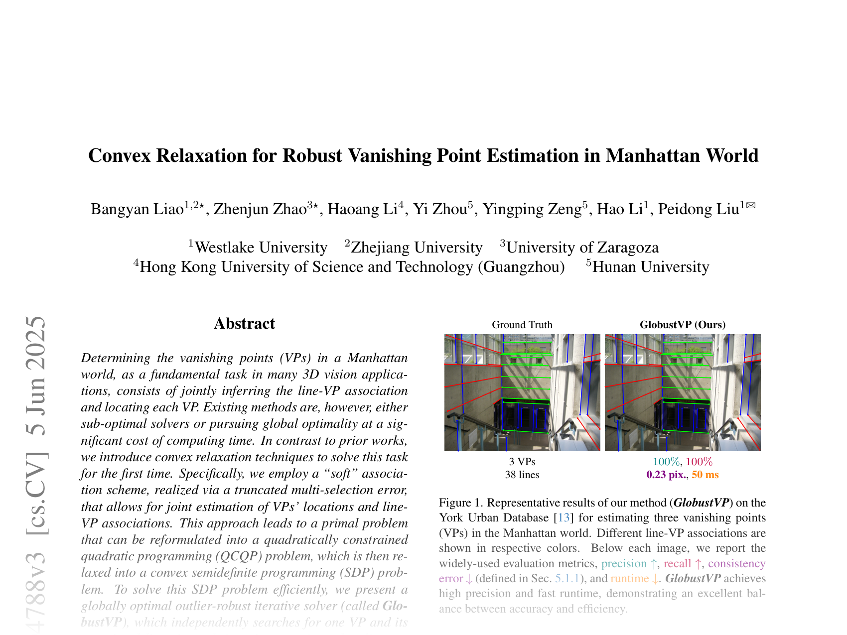 [Convex Relaxation for Robust Vanishing Point Estimation in Manhattan World 🔗](https://arxiv.org/abs/2505.04788)