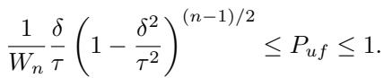 Inequality showing the lower and upper bounds for the probability of detection Puf.