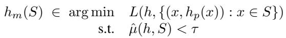 Optimization problem where the platform minimizes loss while ensuring the fairness metric is below tau.