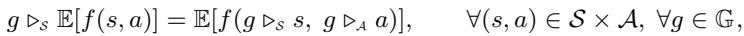 Equation showing that transforming the state and action preserves the expected dynamics.