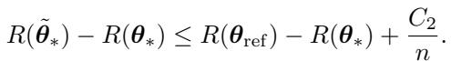 Equation showing the excess risk of the target model relative to the reference model.
