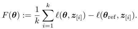Equation showing DRRho risk as the average of the top-k loss differences.