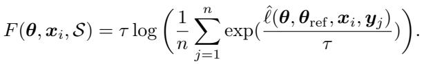 Equation showing the final DRRho contrastive loss F for image x_i using the shifted loss l_hat.