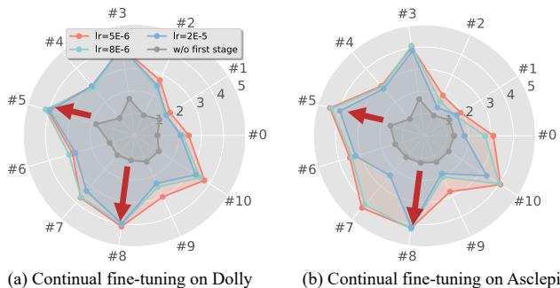 Continual fine-tuning results.