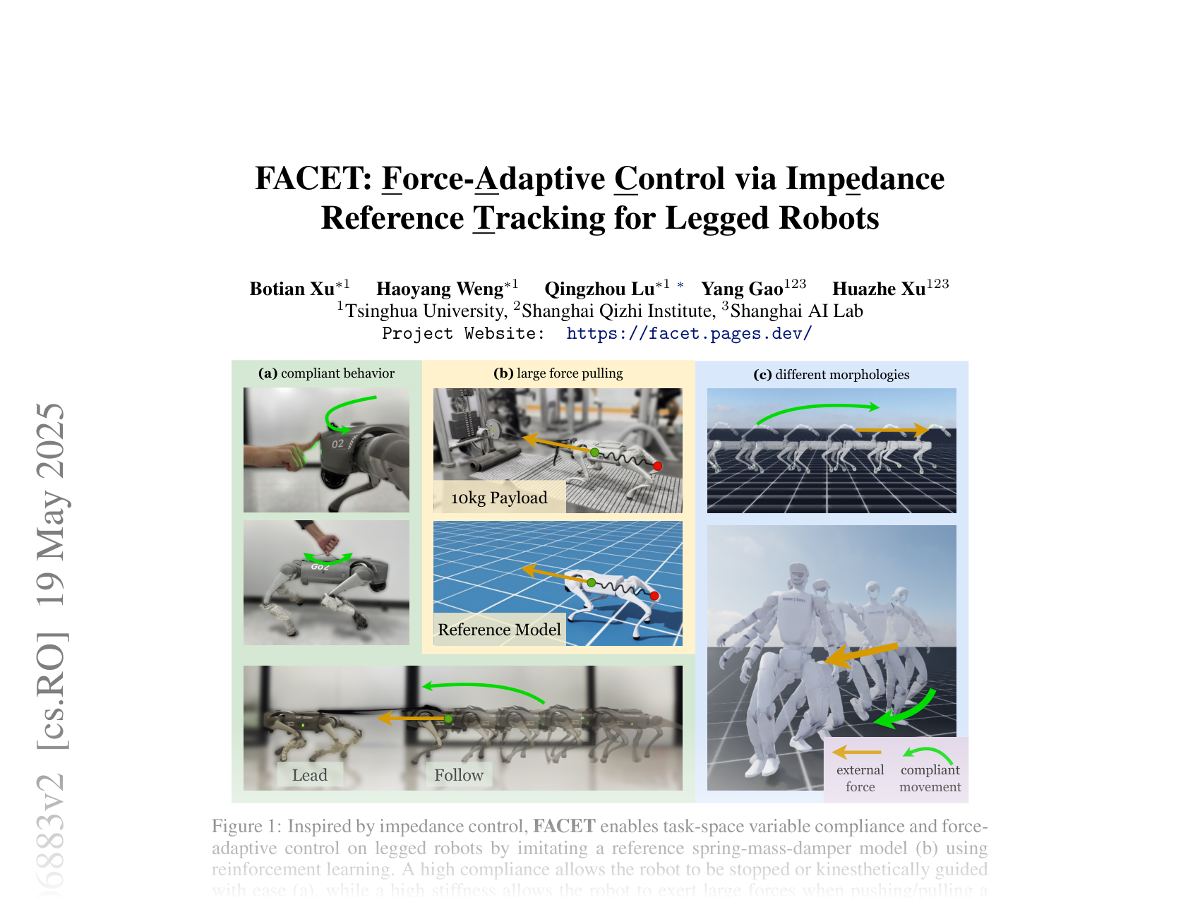 [FACET: Force-Adaptive Control via Impedance Reference Tracking for Legged Robots 🔗](https://arxiv.org/abs/2505.06883)