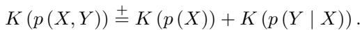 Kolmogorov complexity of joint distribution via factorization.