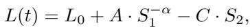 Equation 1: The scaling law with LR annealing.