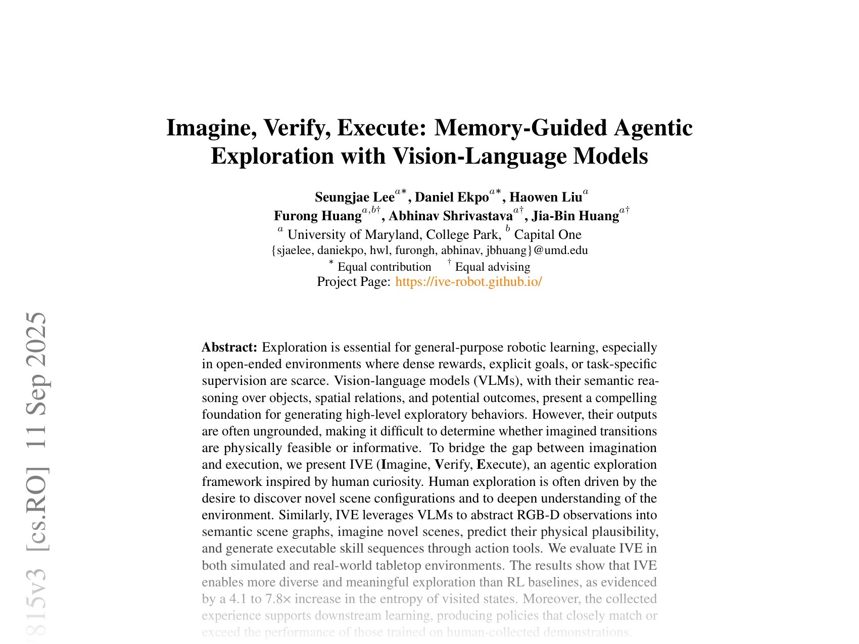 [Imagine, Verify, Execute: Memory-Guided Agentic Exploration with Vision-Language Models 🔗](https://arxiv.org/abs/2505.07815)