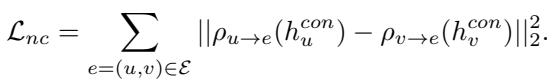 Equation for the numerical consistency loss, minimizing the difference between projected consensus embeddings.