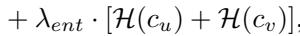 Equation for the entropy regularization term in the confidence loss.