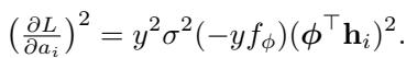Equation for attention gradient squared norm.
