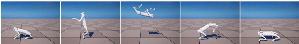 Figure 17: A backflip trained on the Unitree Gol quadruped.