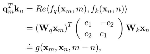 公式 4: 显示相对位置依赖性的内积。