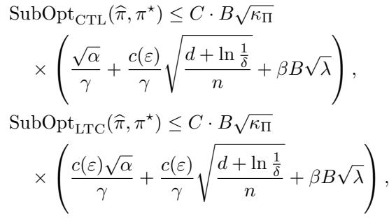 Suboptimality bounds for DPO under CTL and LTC.