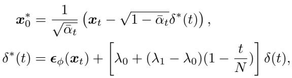 Equation 3: Guidance Sampling with scheduled CFG.