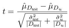 Formula for Welch&rsquo;s t-test statistic.