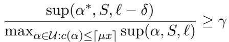 Equation describing the bounds of an approximate generative query.
