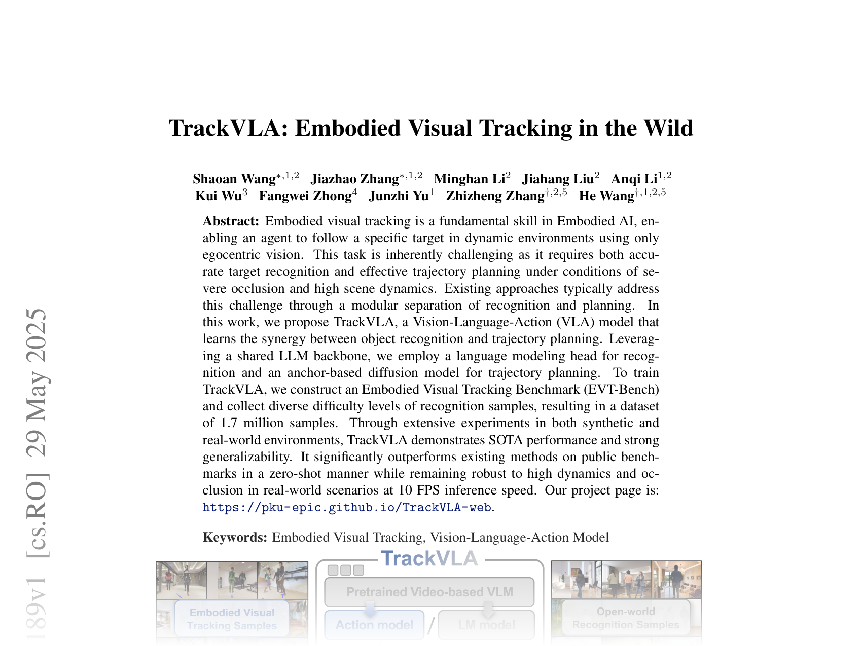 [TrackVLA: Embodied Visual Tracking in the Wild 🔗](https://arxiv.org/abs/2505.23189)