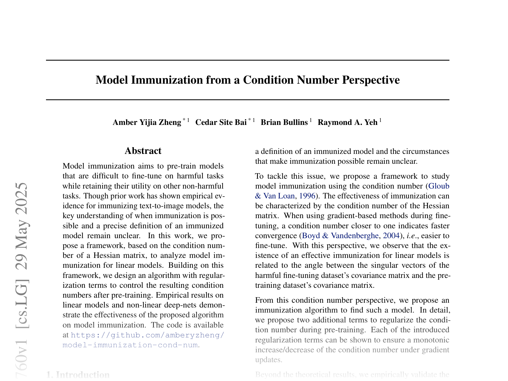[Model Immunization from a Condition Number Perspective 🔗](https://arxiv.org/abs/2505.23760)