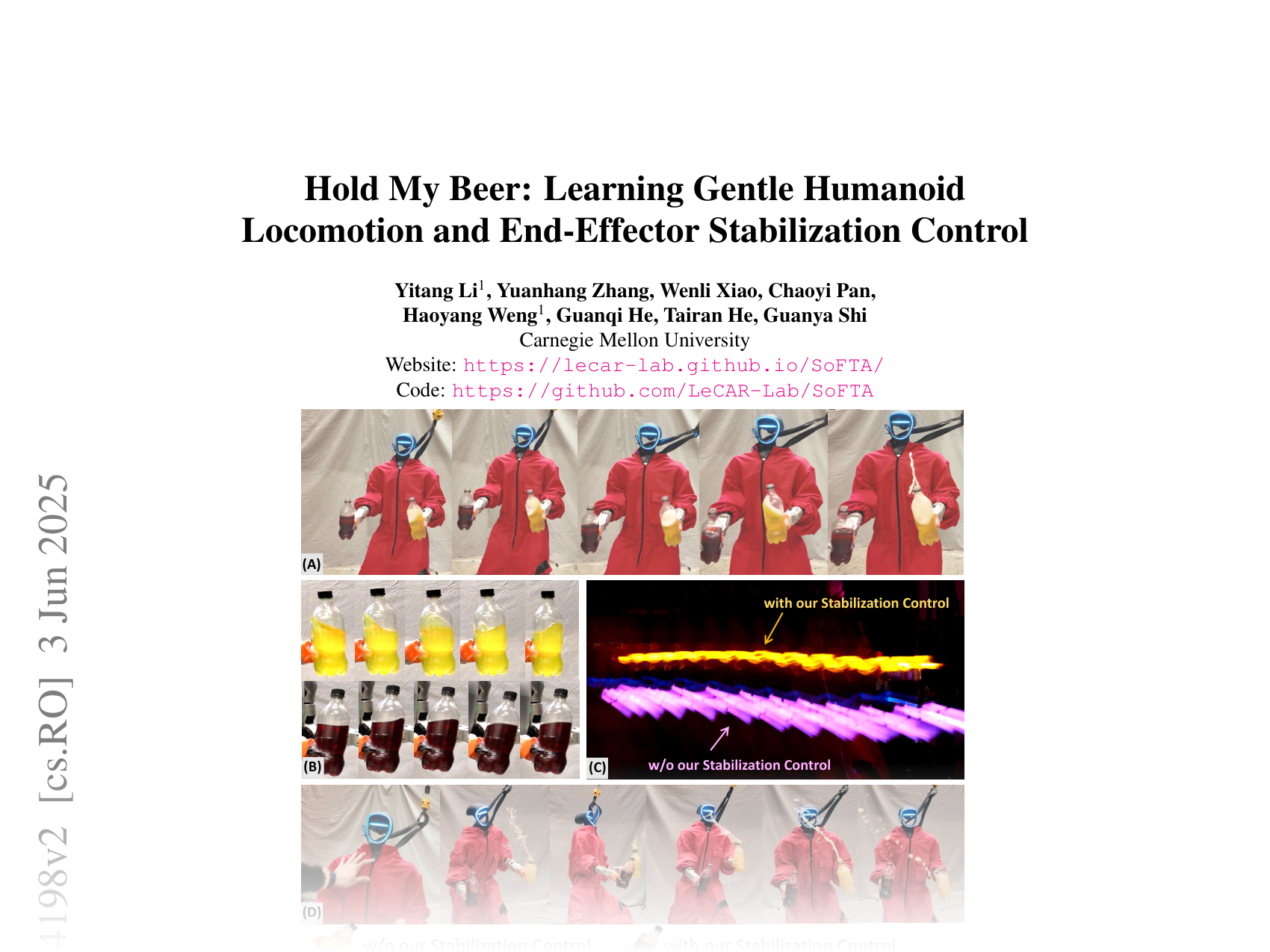 [Hold My Beer: Learning Gentle Humanoid Locomotion and End-Effector Stabilization Control 🔗](https://arxiv.org/abs/2505.24198)