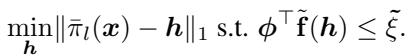 The optimization objective for steering. It seeks a new vector h that minimizes the distance to the original activation while satisfying the safety constraints defined by phi and xi.