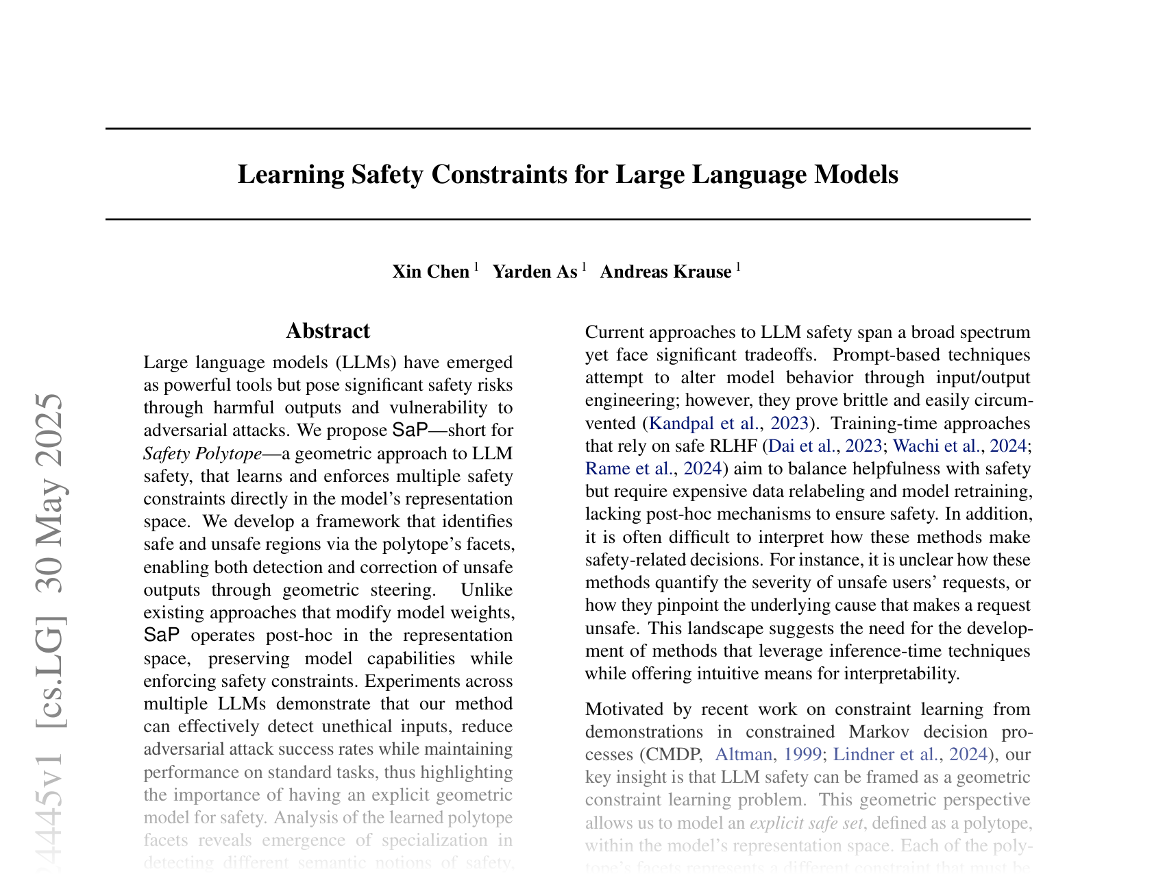 [Learning Safety Constraints for Large Language Models 🔗](https://arxiv.org/abs/2505.24445)