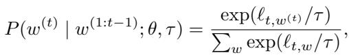 Equation for temperature scaling probability distribution.