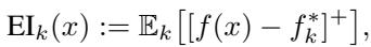 Equation defining Expected Improvement.