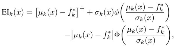 Closed-form equation for calculating Expected Improvement.