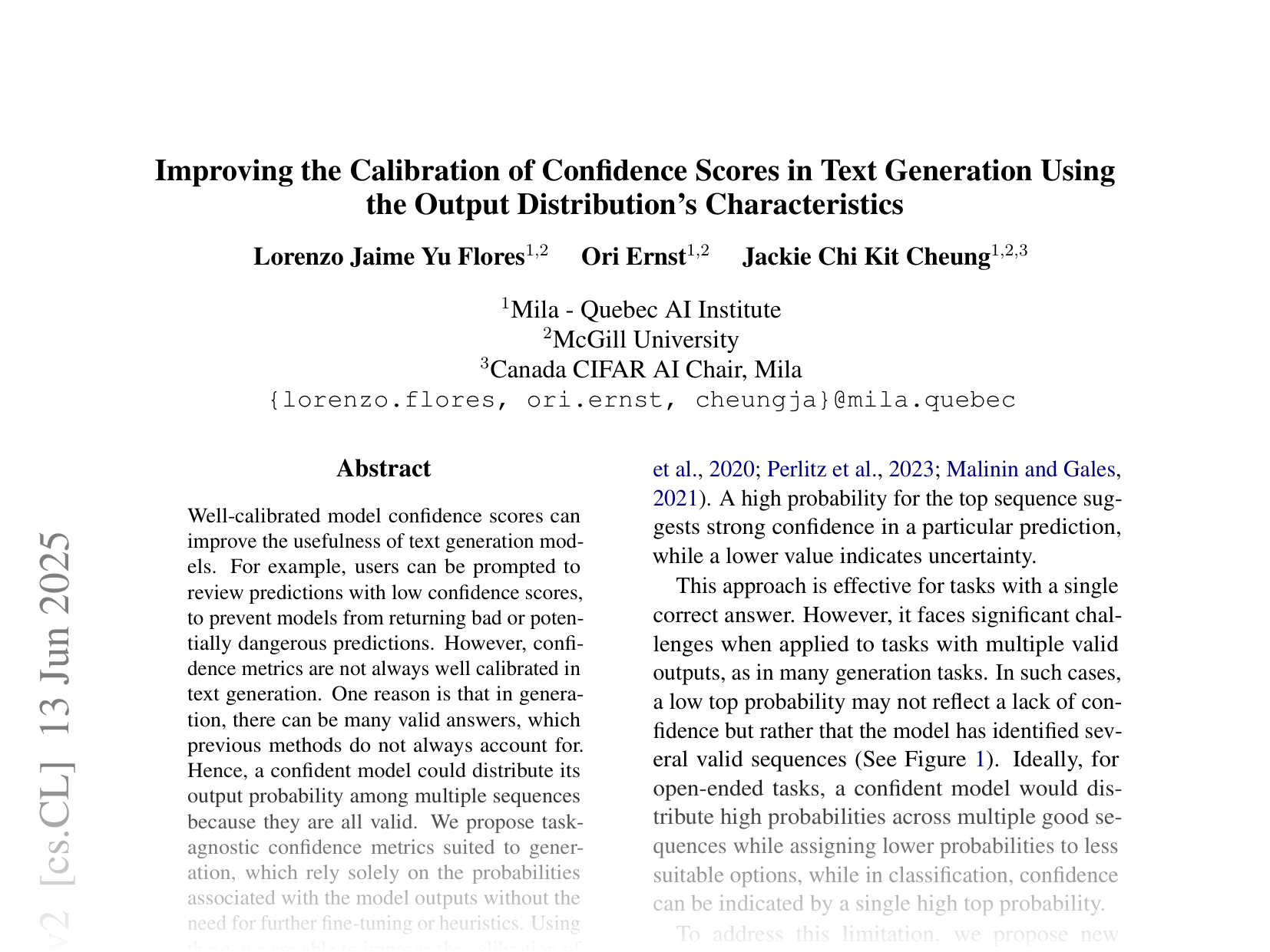 [Improving the Calibration of Confidence Scores in Text Generation Using the Output Distribution's Characteristics 🔗](https://arxiv.org/abs/2506.00637)