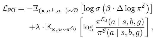 Equation 6: Preference loss defined to distinguish between effective and ineffective actions.