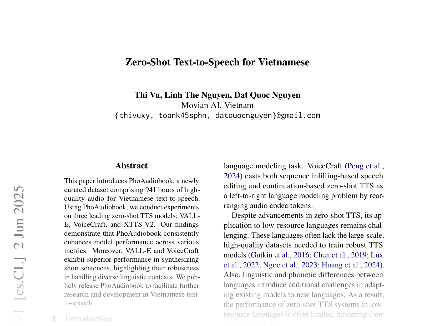 [Zero-Shot Text-to-Speech for Vietnamese 🔗](https://arxiv.org/abs/2506.01322)