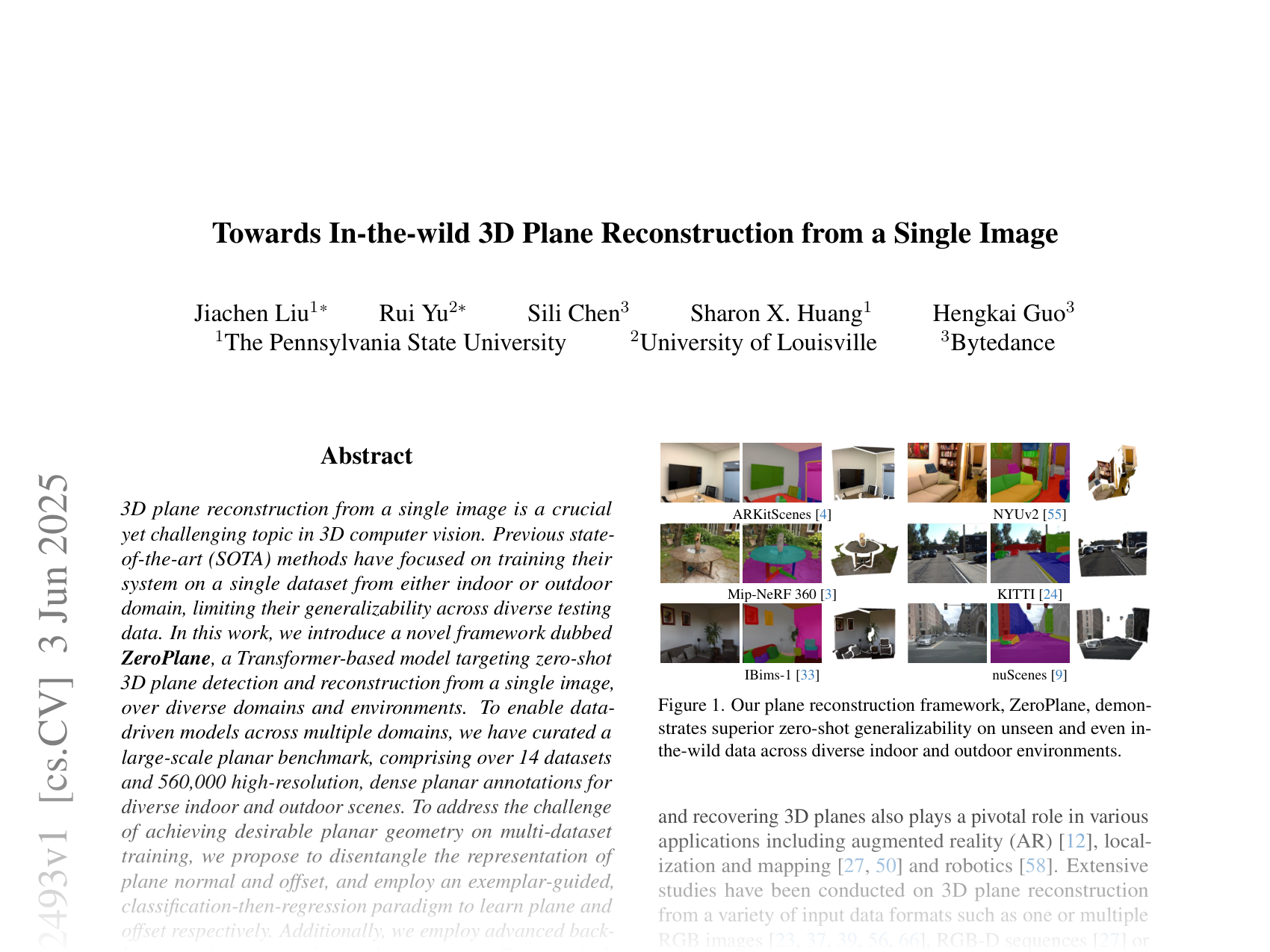 [Towards In-the-wild 3D Plane Reconstruction from a Single Image 🔗](https://arxiv.org/abs/2506.02493)
