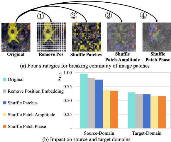 Four approaches are utilized to disrupt the continuity of image tokens.