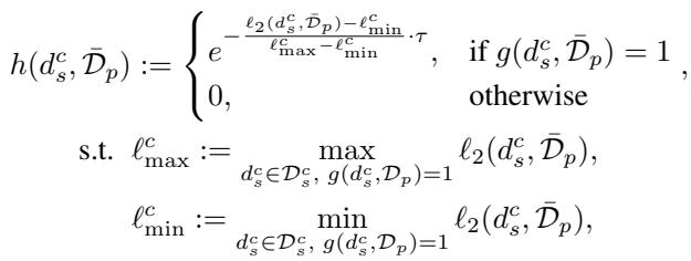 Equation for the similarity calibrator h with normalization.