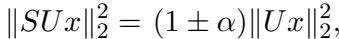Equation showing the OSE property where the sketched norm approximates the true norm.