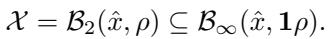 Equation showing the relaxation of an L2 ball into an L-infinity box.