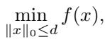 Optimization problem with sparsity constraint.