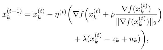 The gradient update rule for x.