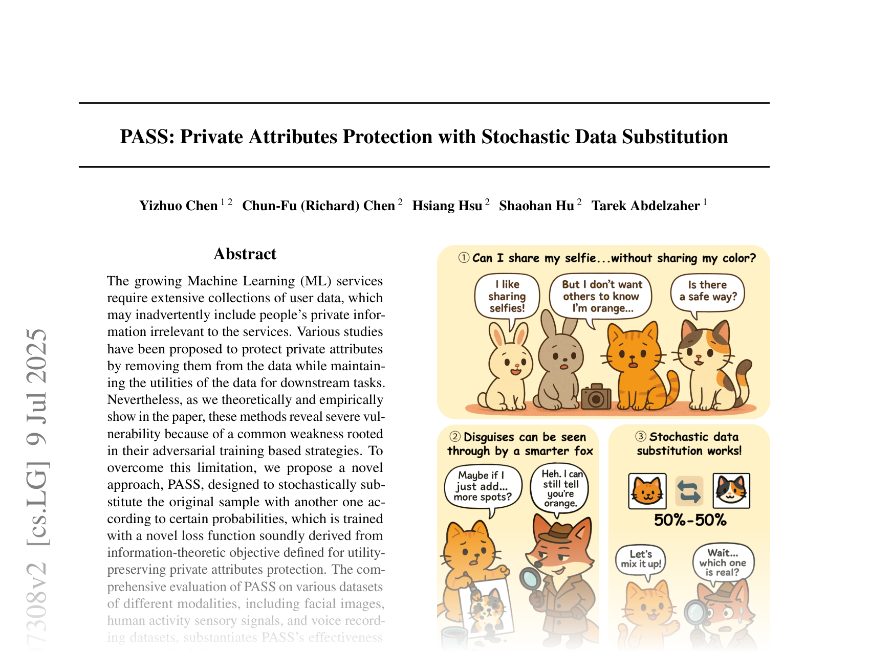 [PASS: Private Attributes Protection with Stochastic Data Substitution 🔗](https://arxiv.org/abs/2506.07308)