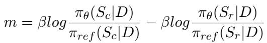 Equation 6: The standard DPO reward margin calculation.