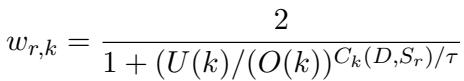 Equation 10: Weight calculation for the rejected summary.